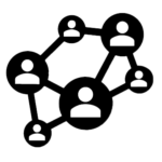 icon of people connected by a network of circles and lines